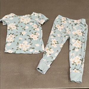 Angel Dear Floral Pajama Set - Light Blue